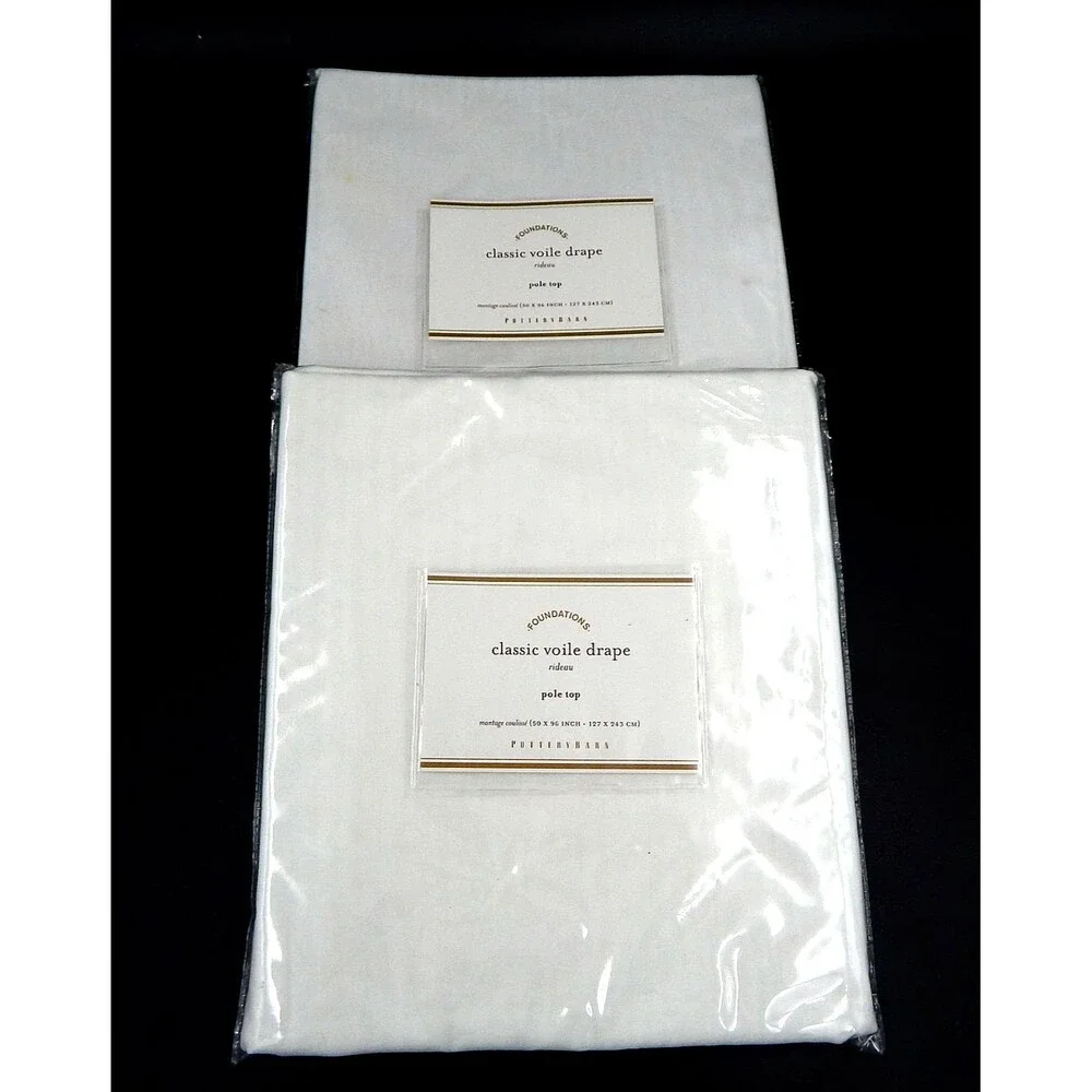 Pottery Barn Foundations Classic Voile Drape Pole Top 50 x 96 White Set/2